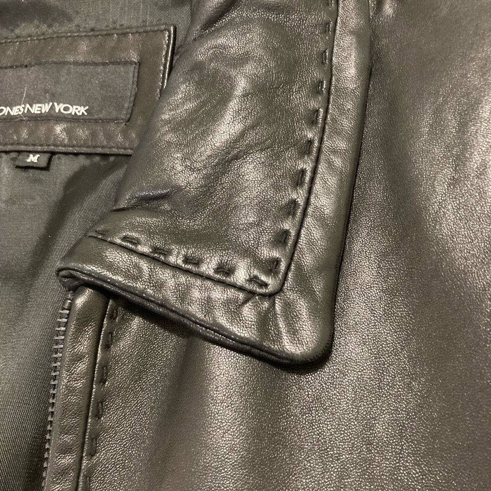 Ladies Jones New York genuine black leather jacket size M - Picture 7 of 11